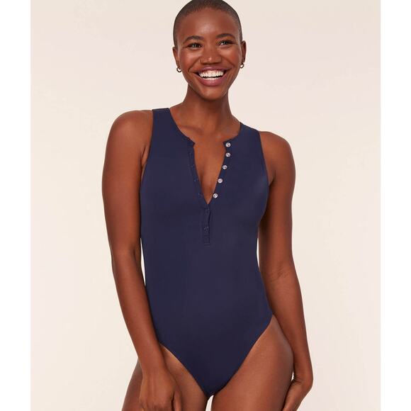 Andie Swim Eco Nylon The Malibu One Piece in Navy S NWT - Picture 3 of 8